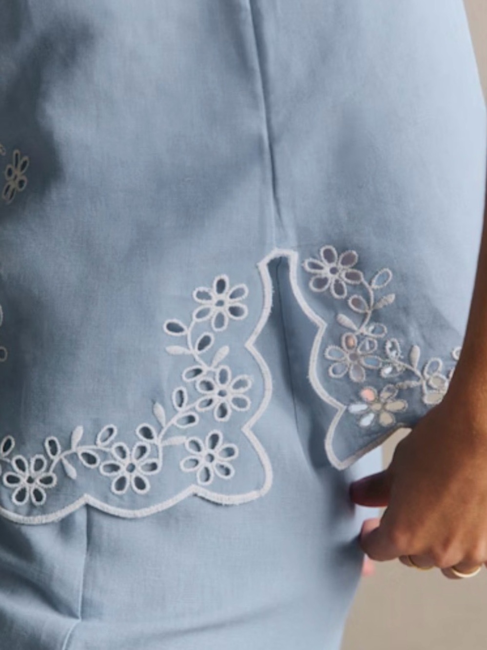 Sézane Light Blue Sleeveless Eyelet Embroidered Top - Picture 2 of 5
